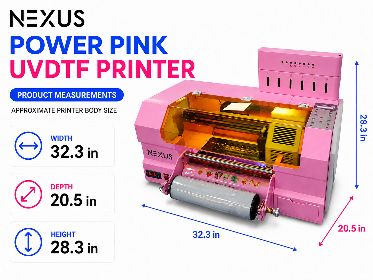 NEXUS POWER PINK UVDTF - 13 Inch Roll to Roll Printer