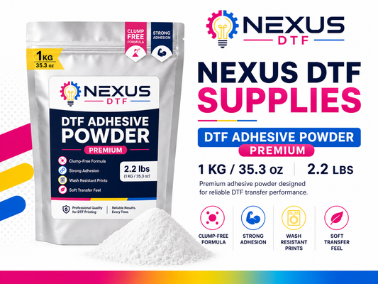 NEXUS DTF premium adhesive powder 1 kg bag with clump-free formula and strong adhesion