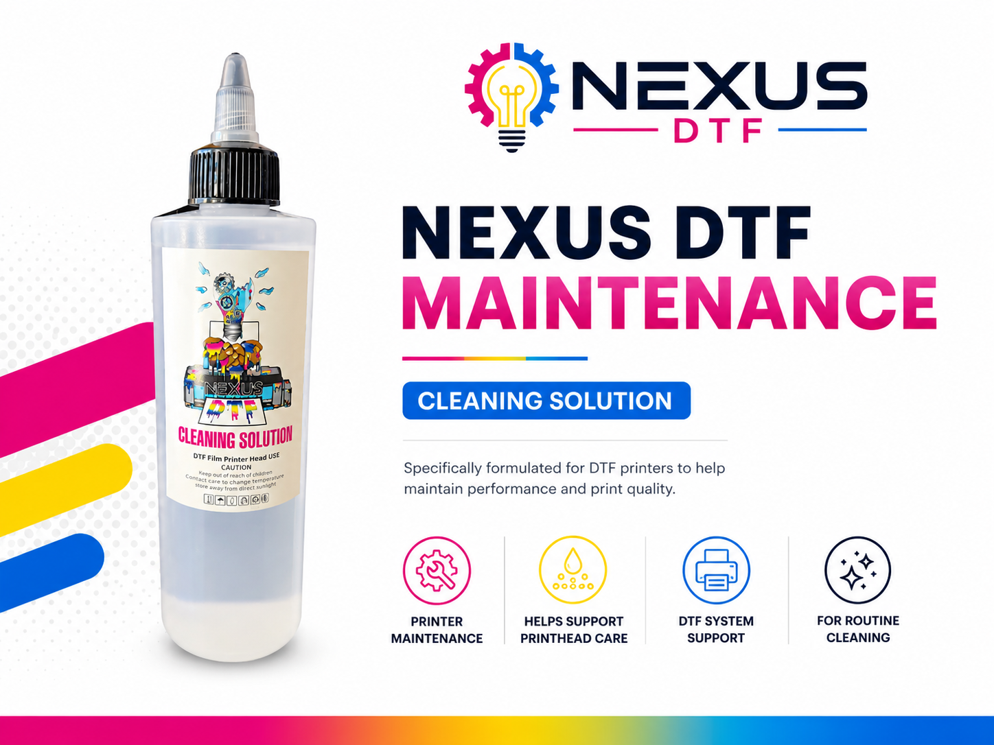 NEXUS DTF Maintenance Cleaning Solution for DTF printers, printhead care and routine ink system cleaning